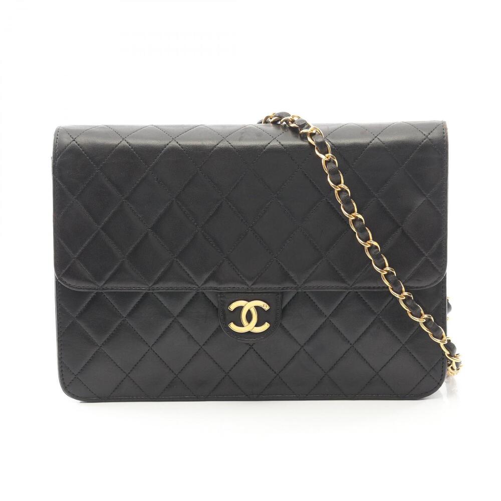Chanel Matelasse Shoulder Bag Lambskin Sheepskin Black